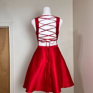 Red Taffeta Junior Formal Dress